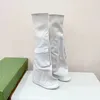 Nouvelles bottes de poche à fond épais épissées à Double jambe, combinaison de bottes à jambe d'éléphant élastiques au-dessus du genou