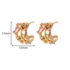 Boucles d'oreilles en forme de C en zircon rose épais pour femmes, plaqué or 18 carats, bijoux en relief, cerceau de perçage, décoration d'oreille, accessoires tendance