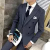 Erkekler Suits Pantolonlu Klasik Erkekler İnce Fit Gri Siyah Terno Maskulino Kostüm Homme Düğün Takım