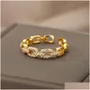 Bandringen Klassieke Twist Chain Open Ringen Voor Vrouwen Zirkoon Roestvrij Staal Geometrisch Verpakt Paar Ring Bruiloft Esthetische Sieraden Dhg Ot6Tu