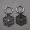 Keychains Classic Vegvisir Viking Hexagon Compass Keychain Retro Jewelry Men's Gift