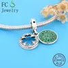 FC Jewelry Fit Original Brand Charm Bracelet Pulsera 925 Sterling Silver Clover & Green Zirconia Beads Pendant Making Berloque Q05297z