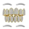 24 -karatowy złoty hopowy górny górny i dolne grille na zęby usta 2 dodatkowe paski do formowania w każdym stylu327z