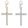 20 pz / lotto argento placcato oro strass croce pendente pendente charms adatto per creazione di gioielli con medaglione galleggiante magnetico224C