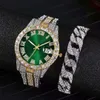 Relógios femininos Iced Full Out Watch Bracelet for Men Big Gold Chain Chain Hip Hop Relógios assistir homens Miami Rhinestone Prong Pave Cz Bling Jóias 231025