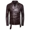 Mannen Lederen Faux Heren Jassen Zwart Wit Casual Revers Slim Fit Diagonale Rits Motorfiets PU Jasje Kleding 231026