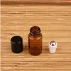 50pcs/Lot Promotion 3ml Amber Glass Essential Oil Bottle Women Cosmetic Container 3cc Roll On Packaging 1/10OZ Refillable Pothood qty Ehllg