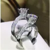 Solitaire 1ct Bague en diamant 100% réel 925 bijoux en argent sterling Bagues de fiançailles pour femmes Accessoire de fête nuptiale Y12872