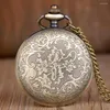 Pocket Watches Sdotter unik retro brons steampunk ihålig växel design kvartsklocka med halsbandskedja fritidshänge present Men's Cloc