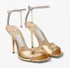J-Lady jurk pomp sandaal satijnen sandalen met kristallen versiering enkelbandje zomer bruiloft hoge hakken open teen sexy schoenen met doos fabrieksverkoop