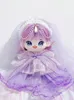 Ensemble de vêtements de poupée faits à la main, 3 pièces, 202530cm, robe de mariée violette, coiffure en perles, tenue en peluche Kpop, jouets pour bébé, costume 231025