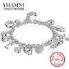 YHAMNI Marke Einzigartiges Design 925 Silber Armband Modeschmuck Charme Armband 13 Anhänger Armbänder Armreifen Für Frauen H1442518