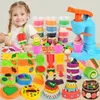 Clay Dough Modeling Kid Creative DIY Clay Toys Hamburger Noodle Machine Dough Handmade Pretend Ice Cream Making Play House Girl Toy Gift 231026