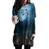 Damen Hoodies Herbst und Winter Langarm Pullover Black Series Bedrucktes T-Shirt Kleid Halloween Horror Lustiges Muster Top