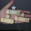 Green Emalj Micro Pave CZ Star Bail 2022 New Hip Hop Men Letter Flawless Pendant Necklace Iced Out Jewelry2563