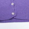 1019 2023 Runway Otoño Marca Mismo estilo suéter de manga larga con cuello en V cárdigan púrpura ropa de moda de alta calidad para mujer mingmo