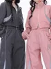 Women's Two Piece Pants Autumn Set Women Winter Coat Long Sleeve Pink Tops And High Waist Pant Outfit Female Sport Tracksuits Suit Jogging