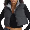 Damesvesten 2024 Winter Dames Cropped Puffer Warm Effen Kleur Omkeerbaar Mouwloos Rits Donsjack Vest Voor Uitloper Streetwear