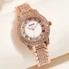 Armbanduhren DOM Uhr Damen Strass Mode Trend Modeuhr Volldiamant Stahlband wasserdichte Quarzuhr 231025