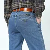 Jeans da uomo 2023 Autunno e Inverno Spessore di mezza età allentato Vita alta Cavallo profondo Nero Gamba dritta Pantaloni papà