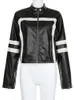 Damen Leder Kunstleder Rockmore Lederjacken Herbst Mode Moto Biker PU Mäntel für Frauen Vintage Y2K Streetwear Casual Reißverschluss Oberbekleidung 231026