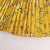 Kız Elbiseler 2023 Yaz Varış Kızlar Kolsuz Ruffles Baskı Çiçek Sarı Roupa Infantil Menina Sevimli Cheongsam Elbise Custume 18m-7t