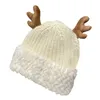 Écharpes Mignon Noël Laine Chapeau Chaud Automne Hiver Polyvalent Rouge Pull Tricoté Bonnets Chapeaux Mode Couverture Tête Furry Caps