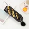 Hairball Glitter Pen Bag Color-changing Stationery Bag Student Large Capacity Girl Makeup Bag Storage Box Wholesale 1224661