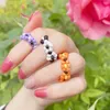 Cluster Rings Lady Korean Colorful Böhmen Small Flower Ring Handgjorda multi pärlor Rispärlor för kvinnor strandsmycken gåvor