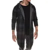 Maglioni da uomo Cappotto lungo da uomo Trench Cardigan Mantello sottile Giacca scozzese lavorata a maglia con cappuccio Moda Steampunk