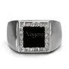 VOGEM Mens Signet Rings Silver Plating CZ Zirconia Seal Ring With Black Stone Square Punk Jewelry Boyfriend Christmas Gifts251Y