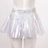 Sexig kjol a-line miniskirt Stylish Fairy Grunge Women Glossy Shiny Transparent flare kjol High Street Sexig klubb rave outfit kan staplas 231025