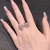 Luxe design strikknoop volledige diamanten ring 925 zilveren voorstel diner bruiloft matchmaking kleurloze klassieke stijl