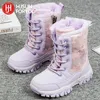 Laarzen Stijl Pluche Baby Meisjes Sneeuw Kinderen van Leer Mode Sneakers Jongens Waterdichte Warme Outdoor Schoenen 231025