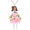 Ожерелья с подвесками, 12 шт./лот, кружевная юбка с розовой розой, этническая девушка для женщин, ювелирные изделия SKU0030