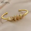 Bileklik Flashbuy Thunky Düzensiz Twist Cuff Paslanmaz Çelik Bilezikler Kadınlar İçin Bildirim 18K Altın Kaplama Moda Takı