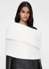 Kvinnors tröjor White Knit Textured Boucle Tube Scarf ull alpaca benben över huvudet axeltröja halsdukar vinter