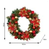 Couronne de Noël de fleurs décoratives avec fleur rouge, fausse plante, boule ronde, pour fenêtre intérieure et extérieure, porte d'entrée, guirlande artificielle suspendue au mur