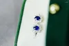 Studörhängen JHy Solid 18K Gold 1Ct Natural Blue Sapphire Studs For Women Fine Jewelry Birthday Presents