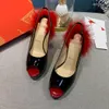 Modedesigner högkvalitativ kvinnors röda häl hög klack lyx läder sulade sandaler tofflor 1-12 cm GAUZE DIAMOND bröllopsfest professionella middagskor H1742