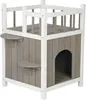 Cat Carriers Home With Balcony Elevated House Weatherproof Shelter Ideal For Cats And Small Dogs 17.5 X 25.5 In.