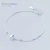 Colusiwei Echtes 925 Sterling Kristall Würfel Silber Fußkettchen für Frauen Charm Armband von Bein Knöchel Fuß Zubehör Fashion210G