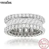 Vecalon Sunset Boulevard Eternity Promise Ring 925 sterling zilveren Diamond Party Wedding band ringen voor vrouwen Jewelry281e