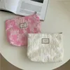 化粧品バッグ旅行トイレタリーバッグCorduroy Canvascosmetic Women Floral Makeup Case Embroidery Pouch