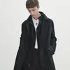 Trench Coats Masculino MassimoDutti Business Casual Estilo Minimalista de Alta Qualidade Preto Casaco de Design de Comprimento Médio