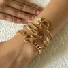 Charmarmband Fashion Uttalande Heavy Metal Bangle Armband Trendy Gold Color Copper Chain U Link Crystal Pulsera Bijoux Gift 231025