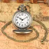 Pocket Watches Antika retro People Quartz Watch Chain Bronze för män Kvinnor med Pendant Arrow Accessory Presentklocka