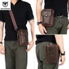 Waist Bags BULLCAPTAIN Crazy Horse Leather Male Waist Pack Phone Pouch Bags Waist Bag Men's Small Chest Shoulder Belt Bag Back Pack YB075 231026