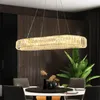 Żyrandole nowoczesne owalne kryształowy żyrandol jadalnia wystrój wisiorka wiszące oprawy oświetleniowe do życia lampa dekoracyjnego sufitu