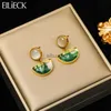 Étalon eilick 316l en acier inoxydable vintage semi-circulaire boucles d'oreilles en pierre claire pour femmes bijoux de mode de mode